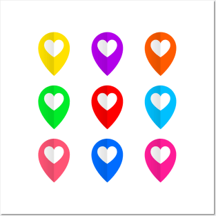 Colorful Location Hearts Posters and Art